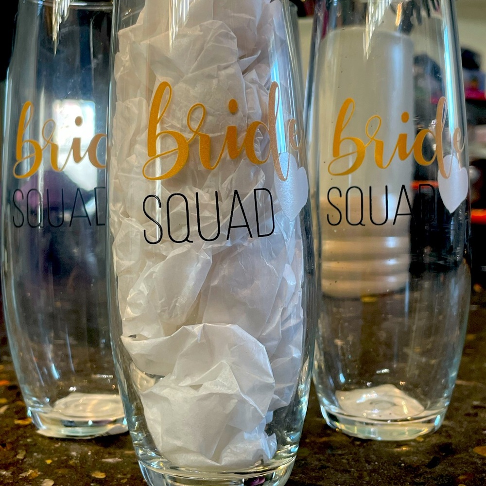 Bridesmaids stemless champagne glasses, set of 4